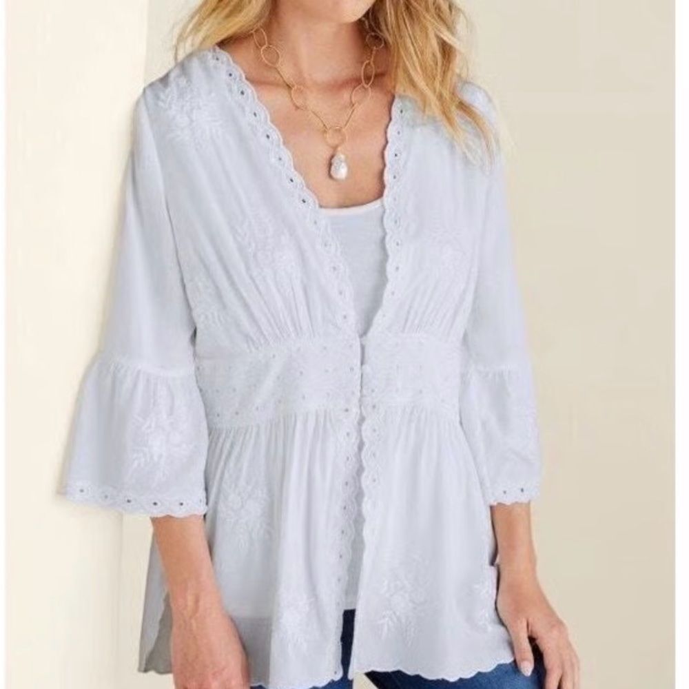 NWT Soft Surroundings Mellisani Tunic & Tank Set Embroidered Size L Country Boho